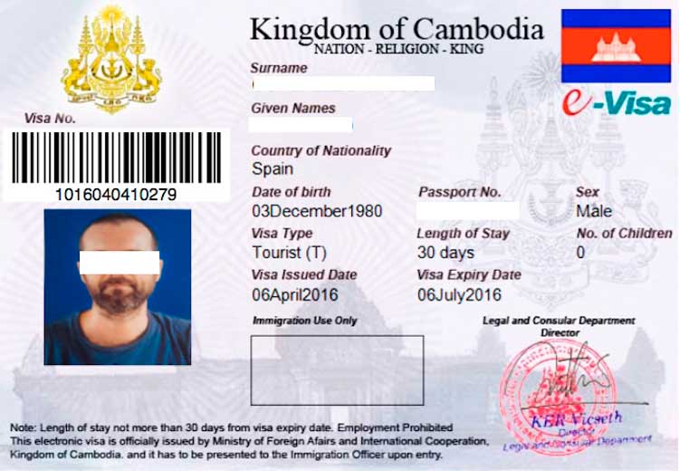 Visado para viajar a Camboya